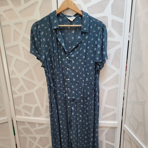 Lucky Brand - collared, button-front dress - blue/green - size large - Picture 5 of 5